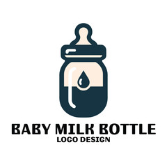 Baby Milk Bottle Vector Logo Design