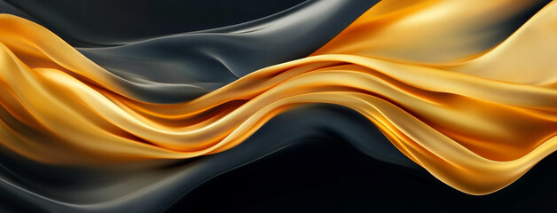 Abstract flowing gold and black fabric creating a luxurious background art