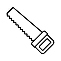 Hand saw tool outline icon vector illustration for woodworking carpentry and diy projects on transparent background