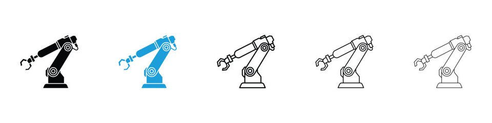 Industrial robot icon in Editable stroke and solid flat vector pack