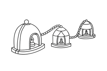 Stupas connected by chain buddhist architecture