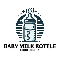 Baby Milk Bottle Vector Logo Design
