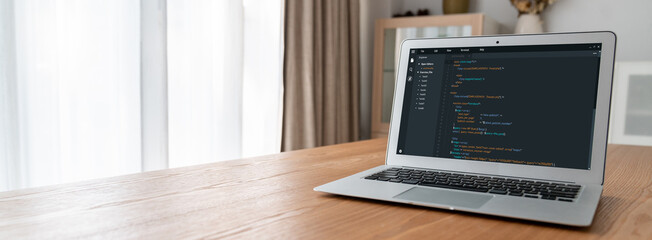 Software development programming on computer screen for modish application and program coding