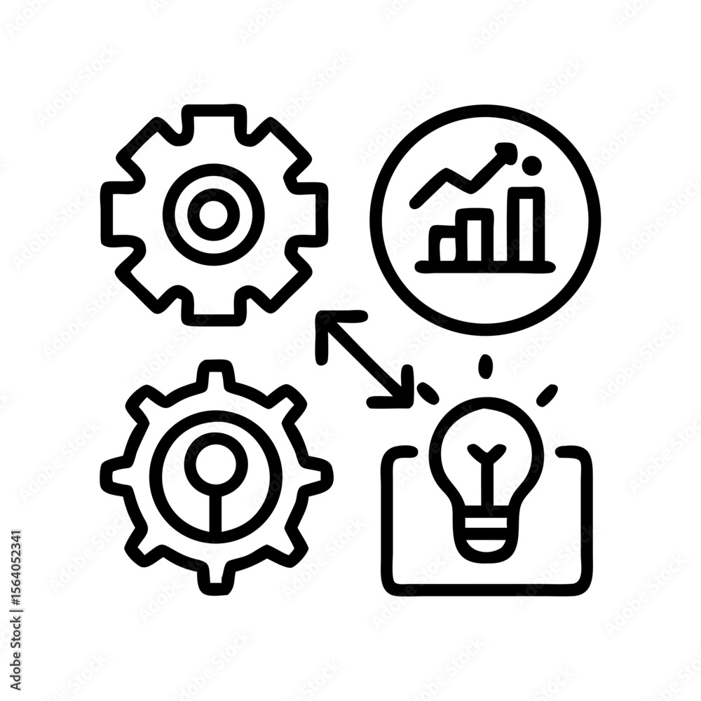 Poster business process automation and optimization icon for workflow and productivity improvement strategy
