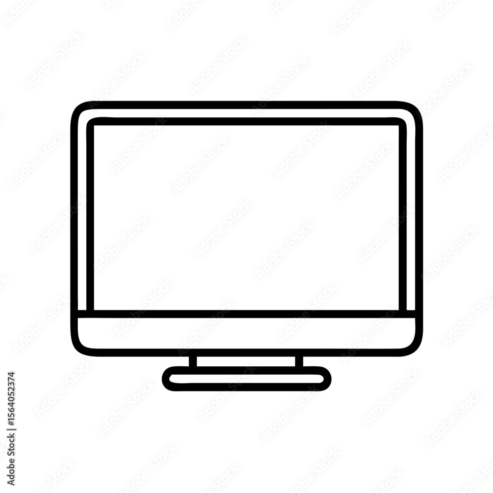 Poster Modern computer monitor display screen vector illustration for graphic design and web design use on transparent background