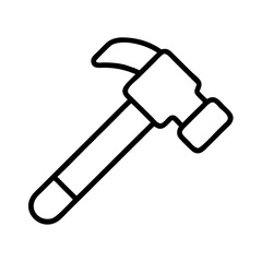 Simple line art illustration of a hammer tool for construction and diy projects outline icon on transparent background