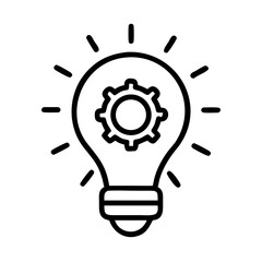 Light bulb gear icon vector concept for creative idea innovation solution engineering process design on transparent background