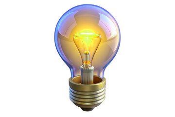 Obraz premium Glowing incandescent light bulb with a bright filament and metallic base isolated on white background isolated on transparent background