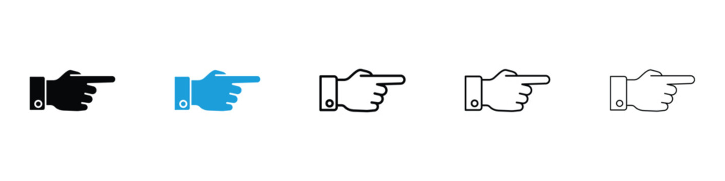 Pointing hand icon in Editable stroke and solid flat vector pack