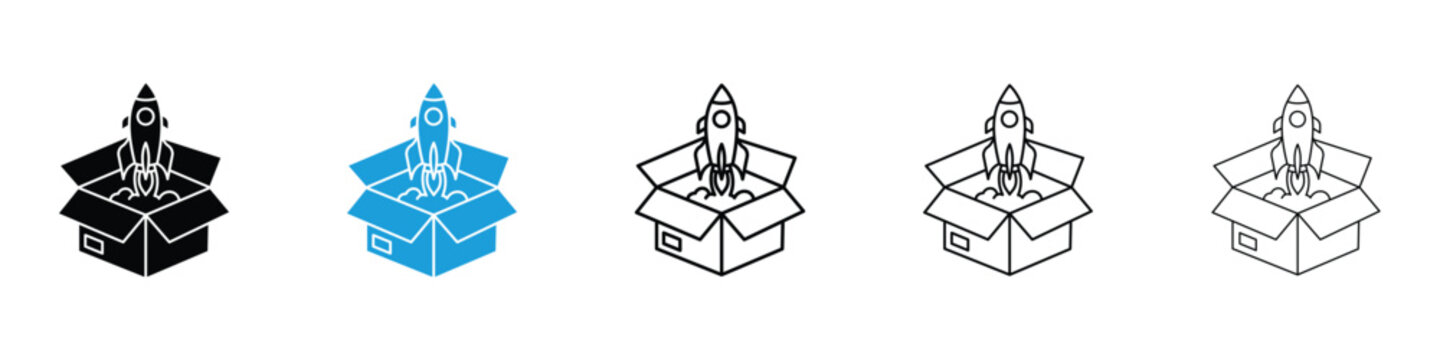 Product release icon in Editable stroke and solid flat vector pack