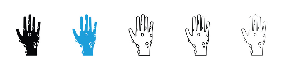 Rash hand icon in Editable stroke and solid flat vector pack