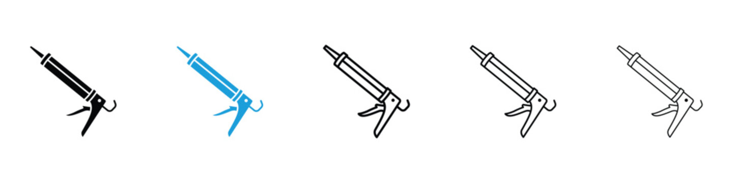 Sealants gun icon in Editable stroke and solid flat vector pack