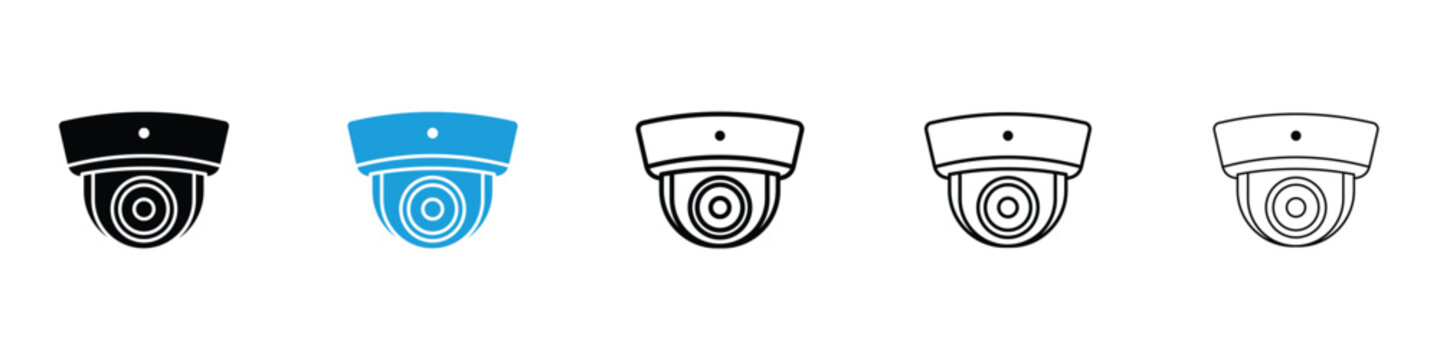 Security camera icon in Editable stroke and solid flat vector pack