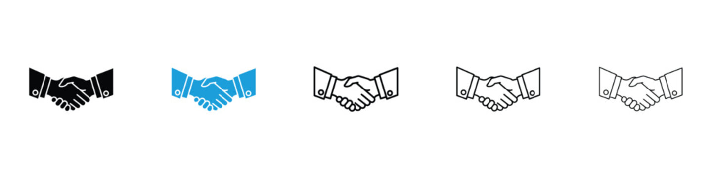 Shake hands icon in Editable stroke and solid flat vector pack