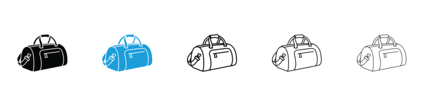 Sports bag icon in Editable stroke and solid flat vector pack