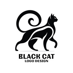 Black Cat Vector Logo Design
