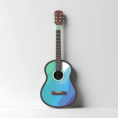 Acoustic Guitar Illustration Blue Abstract Design