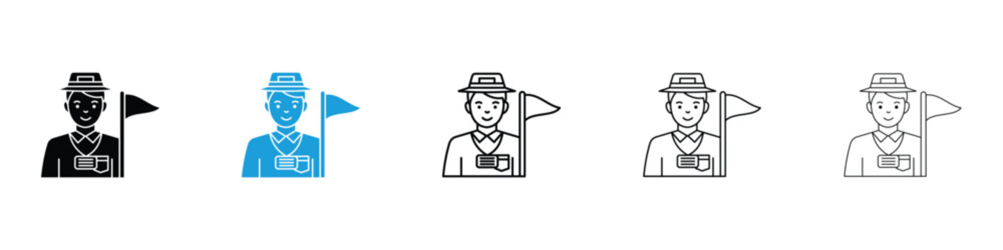 Tourist Guide icon in Editable stroke and solid flat vector pack