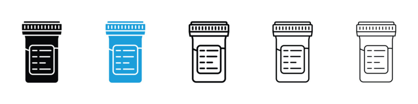 Urine test icon in Editable stroke and solid flat vector pack