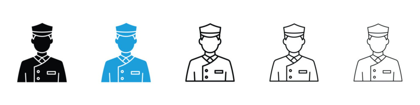 Valet icon in Editable stroke and solid flat vector pack