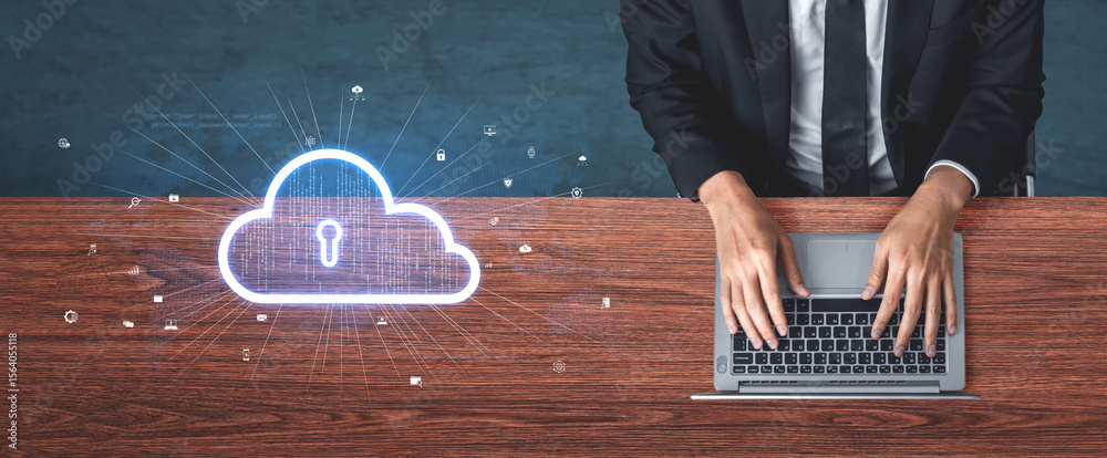 Poster cloud computing enables digital growth with secure data storage, scalable infrastructure, and strate