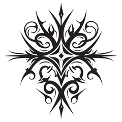 Obraz premium Intricate black tribal design with sharp points and swirling curves on a white background