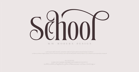 School Elegance Luxury education alphabet font. Typography elegant classic lettering serif fonts decorative vintage retro for logo.
