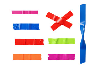 Vibrant Neon Duct Tape Strips A Collection of Colorful Adhesive Tapes. 8 Pieces of adhesive duct...