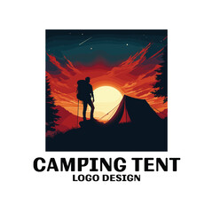 Fototapeta premium Camping Tent Vector Logo Design