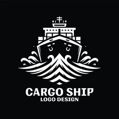 Cargo Ship Vector Logo Design 