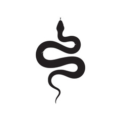 Fototapeta premium Stylized black snake silhouette winding on white background silhouette isolated on white background