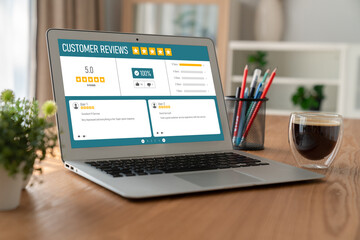 Fototapeta premium Customer experience and review analysis by modish computer software for corporate business