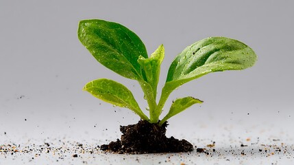 Young plant growing in soil symbolizing new life and fresh start concept