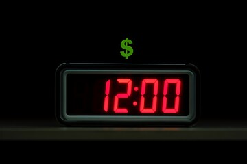 Digital LED alarm clock display with red numbers on a black background
