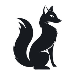Elegant Black Fox Silhouette Vector Illustration of a Sitting Fox