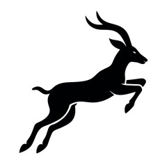 Majestic Gazelle in Mid-Leap A Striking Black Silhouette Illustration