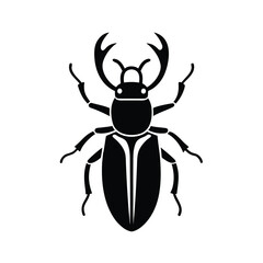 stag beetle silhouette vector