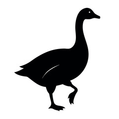 Elegant Black Silhouette of a Goose A Vector Illustration