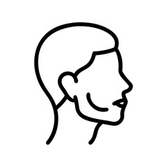 Simple line drawing of a man's head with a small beard icon  