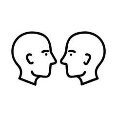 Two head illustrations, one with beard and one without, concept of Beard Icons  