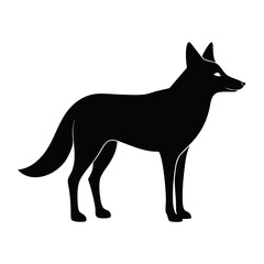 Black Silhouette of a Coyote Wild Canine Illustration