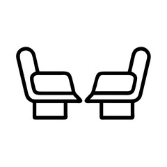 Simple outline of two chairs facing each other in a minimalist style  