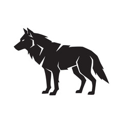 Fototapeta premium Geometric wolf silhouette standing proudly isolated on white background