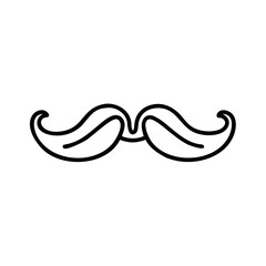 Classic twisted mustache in black line art style for Beard Icons  