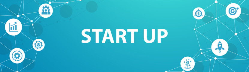 Start up icon - starting a business. startup, new business, idea, innovation, target, planning, vision, infographic, template, presentation, concept, banner, pictogram, icon set, icons.
