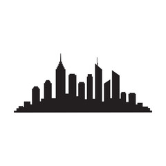 Fototapeta premium Diverse cityscape buildings silhouette isolated on white background silhouette