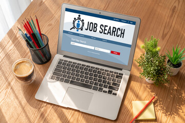 Online job search on modish website for worker to search for job opportunities on the recruitment...