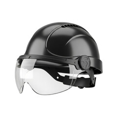 Naklejka premium Black safety helmet with clear visor for industrial protection