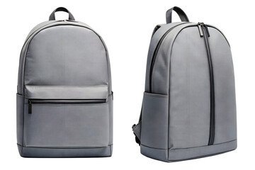 Fototapeta premium Two Views of a Stylish Grey Backpack with Multiple Compartments