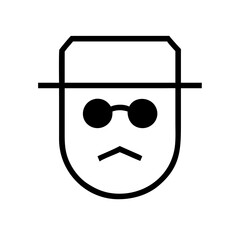 Outline of a man with glasses and a hat in minimalist style  